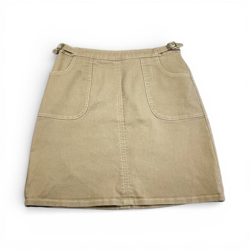 LOFT A-Line Chino Skirt Khaki Beige Utility Cargo Casual Mini Vintage Size 8